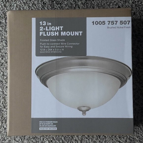 13 in. 2-Light Brushed Nickel Flush Mount - Picture 5 of 6
